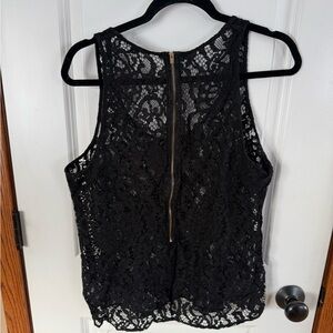 Express Black Sleeveless Tank Top with Lace Design